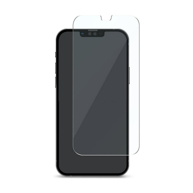 Blu Element Tempered Glass Screen Protector for iPhone 17e/16e/14/13/13 Pro/12 with a clear tempered glass panel featuring a notch cutout, designed for 2X impact resistance, 9H scratch hardness, and easy bubble-free installation to protect device screens.