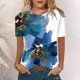 thumbnail image 1 of ICHUANYI Clearance Women's Short Sleeve Round Neck Printed Loose Tops Blouse T-shirt(Navy, M) ICHUANYI WER2023081116638, 1 of 5
