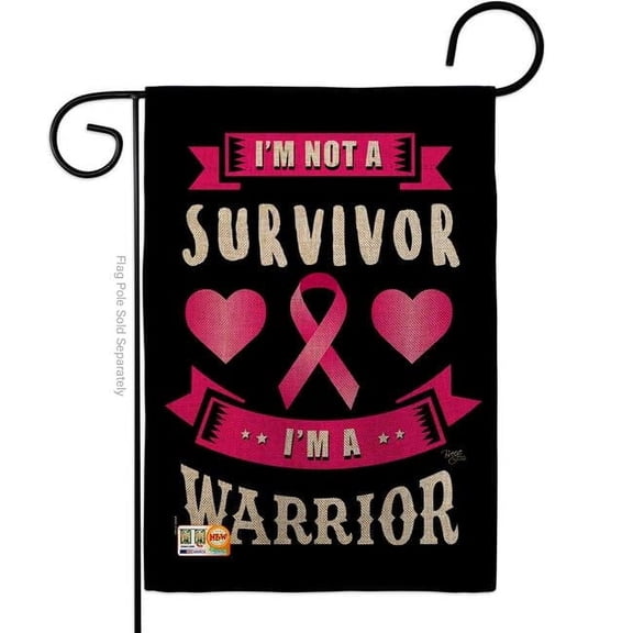 Breeze Decor BD-ST-G-115140-IP-DB-D-US18-BD 13 x 18.5 in. I am a Pink Warrior Burlap Inspirational Support Impressions Decorative Vertical Double Sided Garden Flag