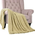thumbnail image 3 of Home Soft Things Knitted Tweed Throw Blanket, 60" x 80", Light Camel, 3 of 5