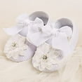 thumbnail image 4 of Baby Girls Mary Jane Flats with Bowknot Flowers Princess Wedding Dress Ballet Shoes Non-Slip Toddler First Walkers Newborn Crib Shoes, 4 of 7