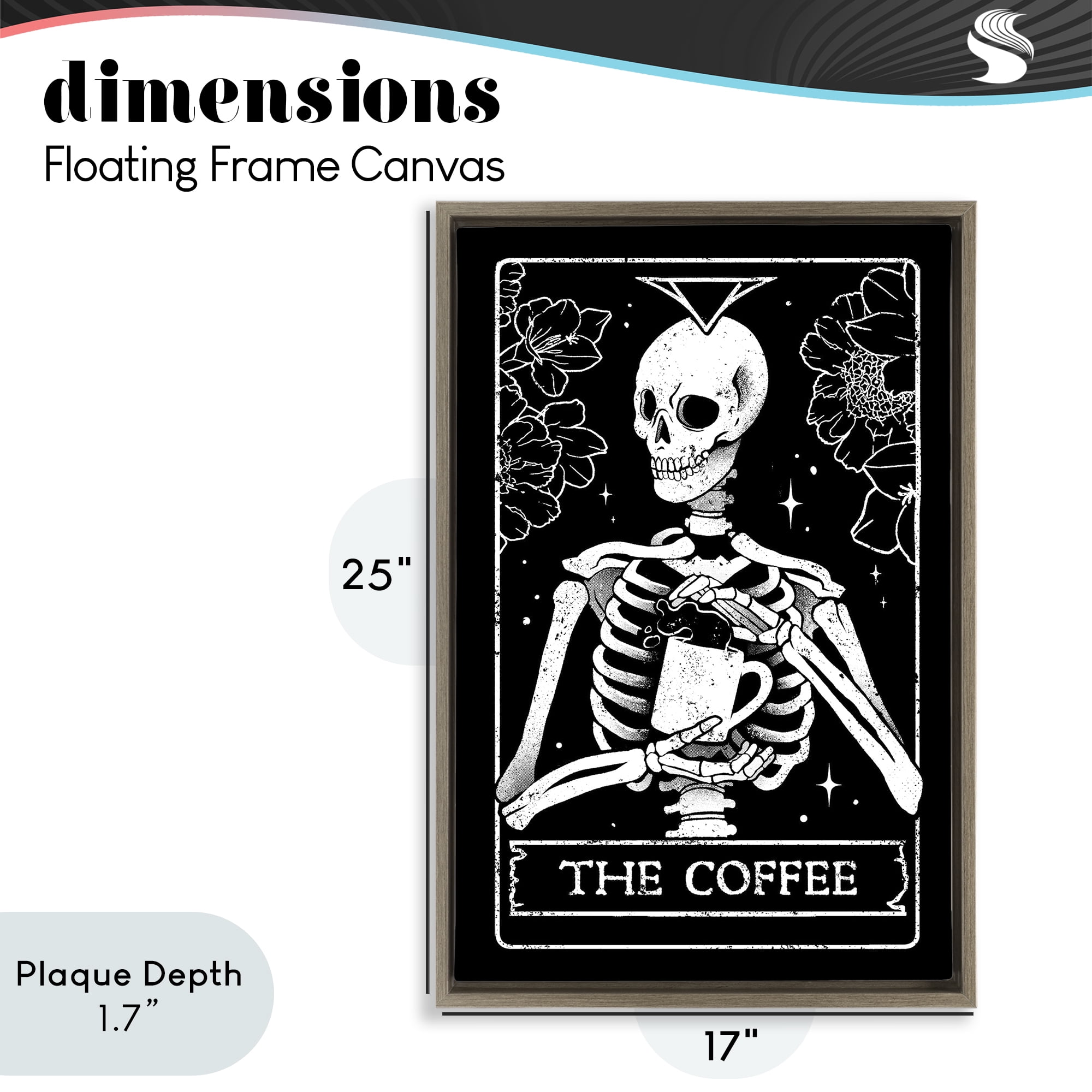 Stupell Industries The Coffee Skeleton Tarot Brown Framed Floater Canvas Wall Art, design by EduEly Designs