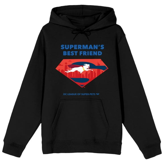 Superman's Best Friend Krypto Men's Black Graphic Hoodie-Medium