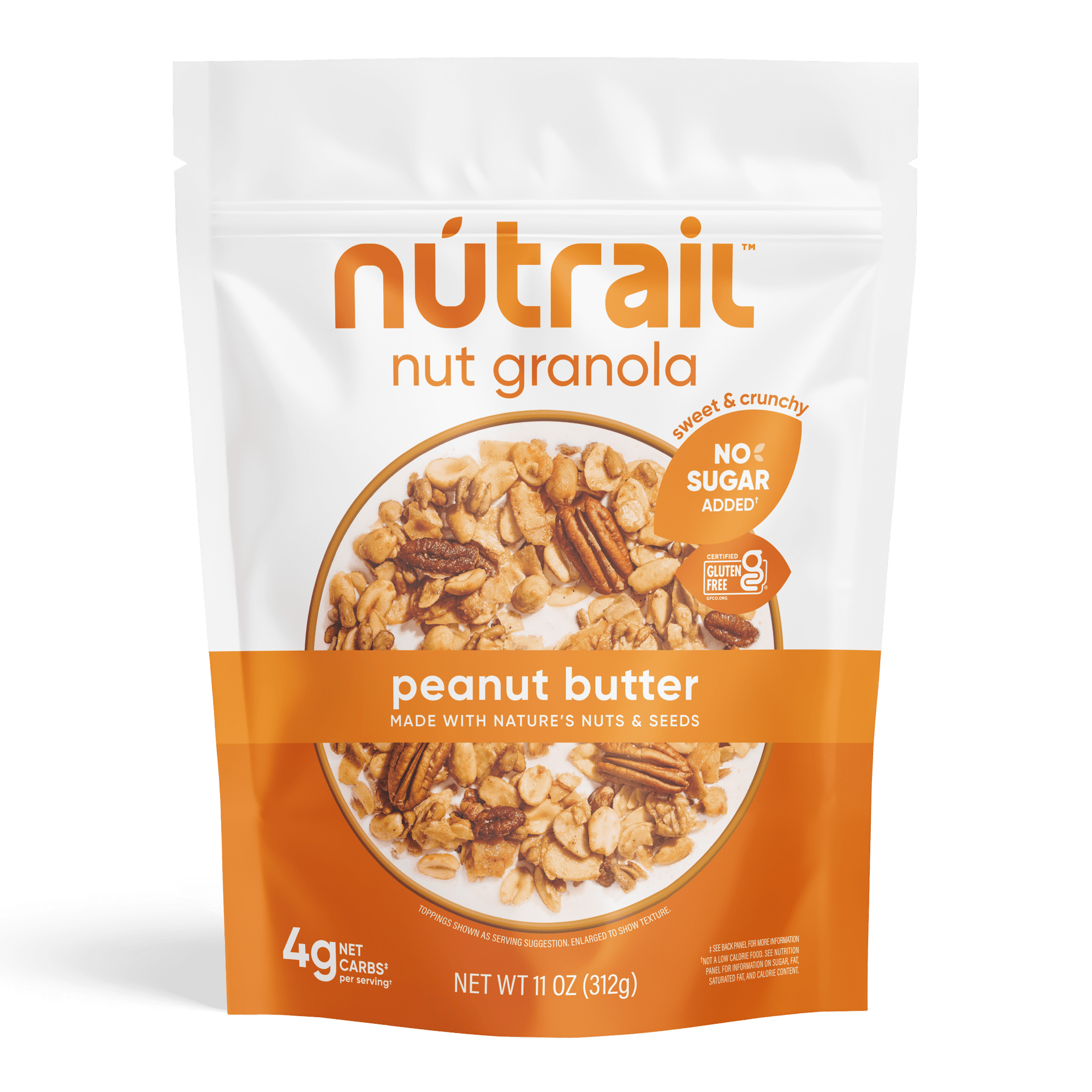 NuTrail Nut Granola Cereal, Peanut Butter, No Sugar Added, Keto, Gluten Free, 11 oz. 1 Count
