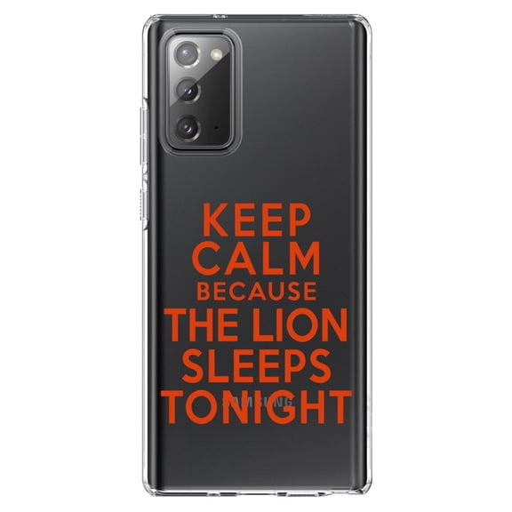 DistinctInk Clear Shockproof Hybrid Case for Samsung Galaxy Note 20 (6.7" Screen) - TPU Bumper Acrylic Back Tempered Glass Screen Protector - Keep Calm The Lion Sleeps Tonight