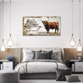 thumbnail image 3 of HFDF Large Highland Cow Wall Art Farmhouse Cow Home Sweet Home Pictures Wall Decor Country Cattle Family Canvas Painting Print Home Modern Artwork for Living Room Bedroom Office 20x16inch Framed, 3 of 7