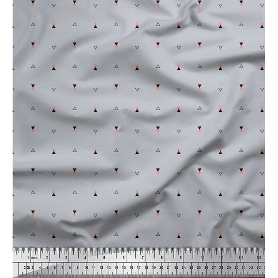 Soimoi Moss Georgette Fabric Triangle Small Print Sewing Fabric Yard 42 Inch Wide