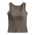 thumbnail image 7 of MDUKONU Summer Womens Tank Tops 2026 Square Neck Fitted Sleeveless Shirts for Women Ribbed Basic Top Size: L/1 Khaki, 7 of 7