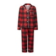 thumbnail image 3 of Jaweiwi Matching Family Plaid Pajamas Set for Christmas, Long Sleeve Shirt with Pants Plaid Sleepwear Loungewear for Holiday Wear, 3 of 10