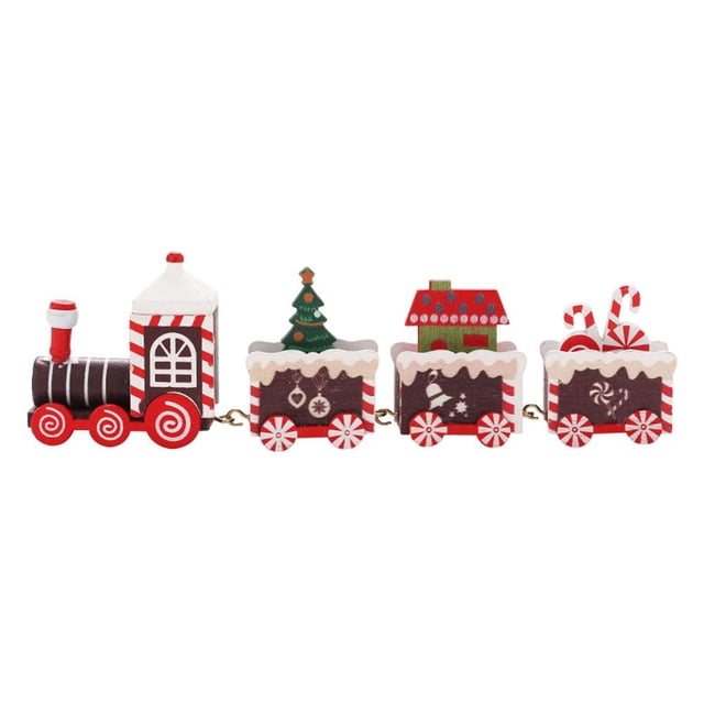 Bonito modelo de tren de madera, juguete bonito para mesa de casa, regalos de Navidad 2023 (rojo)
