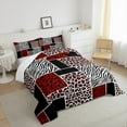 thumbnail image 3 of jejeloiu Jungle Animal Leopard Bedding Comforter Set,Cheetah Zebra Print Buffalo Twin Comforter Sets,Black White Red Bedding Set For Adults,Microfiber Bedroom Decor,2pcs, 3 of 8