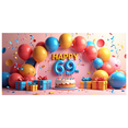 thumbnail image 1 of Happy 69th Birthday Banner Backdrop Party Decorations Birthday Party Supplies Photography Props Celebration Background Decors, 1 of 3