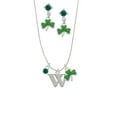 thumbnail image 1 of Delight Jewelry Silvertone Large Initial - W - Green Shamrock Necklace and Clover Earrings Jewelry Set, 1 of 5