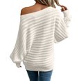 thumbnail image 4 of Womens Fall Sweaters Off The Shoulder Batwing Sleeve Textured Knit Tops Oversized One Shoulder Sweater, 4 of 5