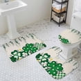 thumbnail image 6 of St. Patricks Day Bathroom Rug Sets 3 Piece, Non Slip Bath Mat, Green Shamrocks Leaf Polka Dots Beige Absorbent Floor Mats Bath Rugs with U-Shaped Contour Rug Toilet Lid Cover Bathroom Decor Small, 6 of 8