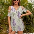 thumbnail image 3 of My Daily Lavenders Floral Vintage Womens Summer V Neck Zipper Top Short Sleeve T Shirt Off Shoulder Top Casual Classy Loose Shirts, 3 of 7