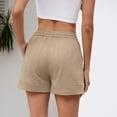thumbnail image 5 of Uaswgudfs ​Women's Elastic Waist Jean Shorts – Drawstring, Pockets & Casual Summer Style​ Khaki M, 5 of 5