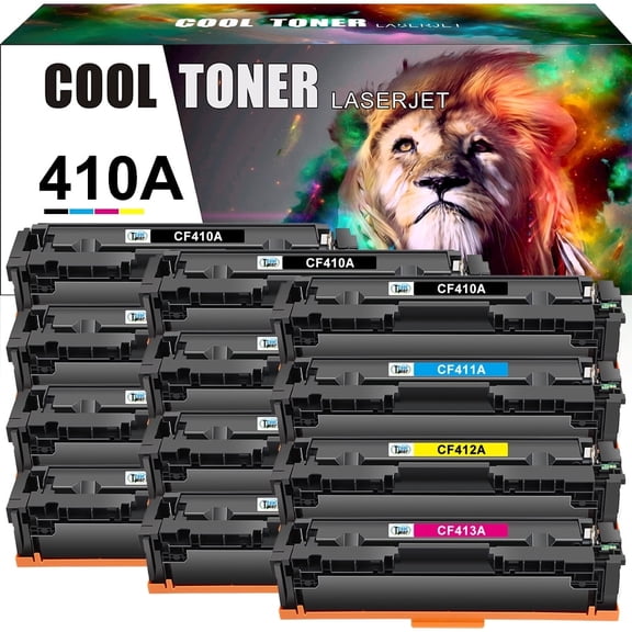 12-Pack Compatible Toner Replacement for HP CF411A CF412A CF413A Color LaserJet Pro MFP M477fnw M477fdn M477fdw M377dw, M452dw M452nw M452dn Printer 3x Black, 3x Cyan, 3x Magenta, 3x Yellow