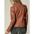 thumbnail image 4 of Made by Johnny Women's Panelled Faux Leather Moto Jacket S CAMEL, 4 of 6