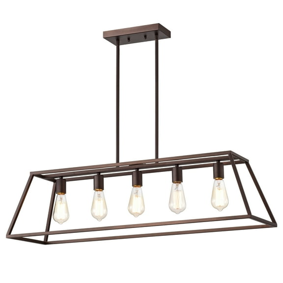 RADIANCE goods Industrial 5 Light Oil Rubbed Bronze Island Pendant Ceiling Fixture 38" Wide