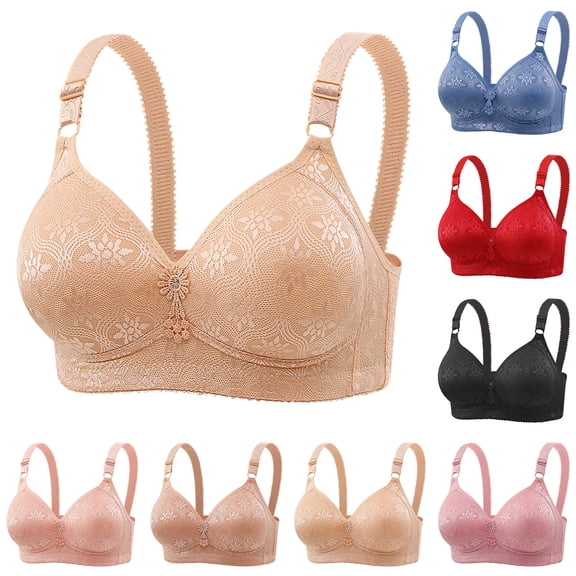 Rvasteizo Women Active 3 Hook Wireless Thin Push Up Breathable Cozy Everyday Bra