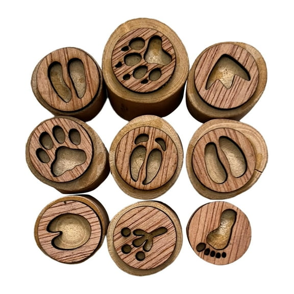 yotijay 9 Pcs Wooden Rubber Stamp Set Animal Stamps Handmade Kids Girls Painting Animals 2.5-3.5cm