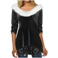 thumbnail image 2 of Wycnly Womens Pullover Going out Tops for Women Night Party Club Fashion Sparkly Sequin Patchwork Tunic Tops Spring Plush Neck Long Sleeve Pullover Blouses, 2 of 6