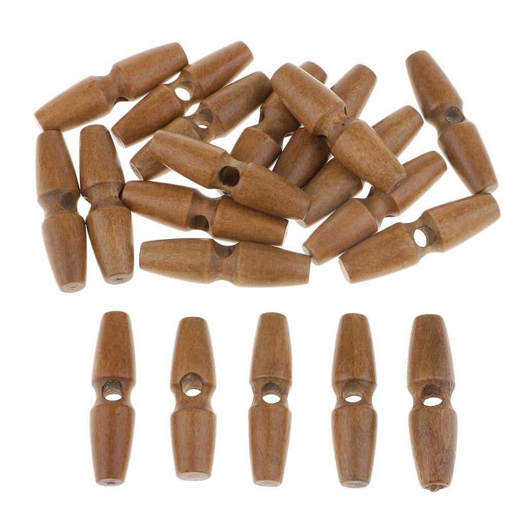 BLESIYA 4-6pack 20Pcs Wood Sewing Toggle Buttons Cloth Accessories Single Holes 5 Pcs