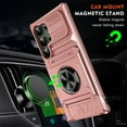 thumbnail image 2 of SaniMore for Samsung Galaxy S24 Ultra Stand Case, Armor Design Military-grade Drop Resistant Magnetic Car Mount Hidden Card Holder [Up to 2] Heavy Duty Protective Hybird Shockproof No-slip, Rosegold, 2 of 7