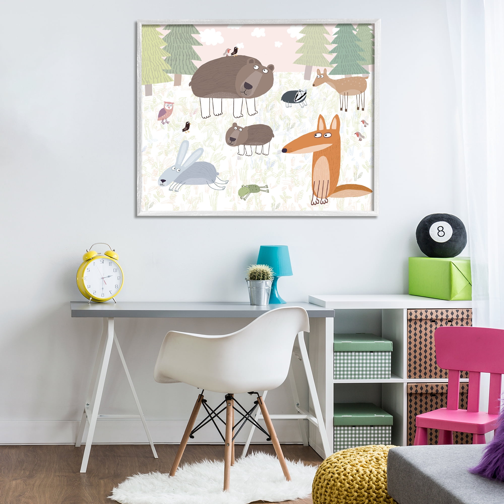 Stupell Industries Forest Animals Out and About White Framed Giclee Art, design by Carla Daly