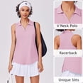 thumbnail image 4 of Pinspark Womens Polo Shirts Sun Protection Collar Golf Tops V-Neck Racerback Tennis Tank Lightweight Workout Shirts Summer Solid Pickleball Top, 4 of 6