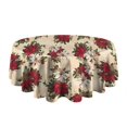 thumbnail image 5 of Multicolor Christmas Floral Pattern Round Tablecloth 60"x60",Wrinkle Wipeable Table Cloth for Kitchen Dining Room Picnic Patio Party, 5 of 6
