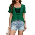 thumbnail image 1 of TaTaai Women's Summer Base Layer T-Shirt Short Sleeve Crew Neck Printed Fitted Casual Top Daily Office Beach Party Weekend Wear Gift, 1 of 7