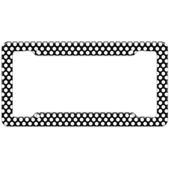 Polka Dots Black White Pattern License Plate Frame