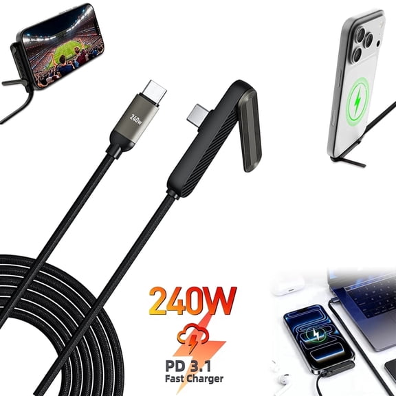 HOTU USB C to USB C Cable 240W Fast Charging Type C Charger Cord 5ft Braided Foldable Durable USB C Phone Charger Cable for iPhone 17 16 Pro Max iPad MacBook Samsung S26 S25 Ultra