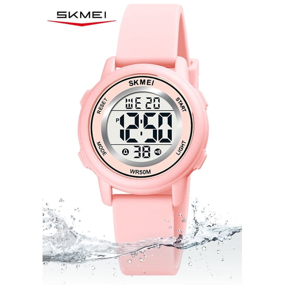 SKMEI Kids Digital Watch, 50M Waterproof Sport Watch for Kids Girls Boys, Multifunction Luminous Watches Birthday for Children 5-7-10-12-Year-Old, Pink