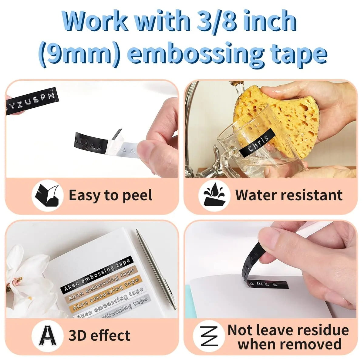 Embossed Labeler, A Portable Handheld Label Printer with 3D Embossing Tape ,Fast-Drying Ink with Crisp Output