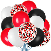 JOYYPOP 80Pcs Red White and Black Latex Balloons with Confetti Balloons for Poker Card Party Decorations,Casino Party,Race Car Party