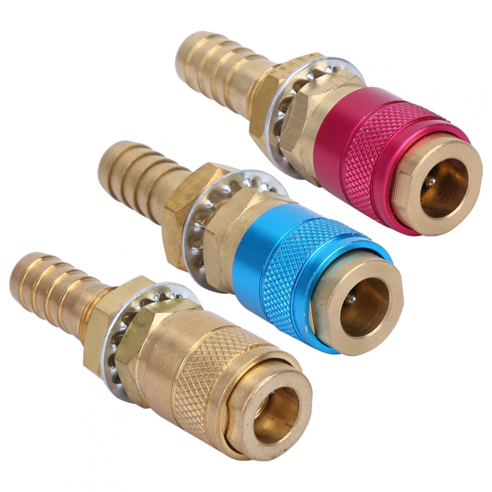 Quick Connectors 3pcs M10 Welding Torch Quick Connector Red+Yellow+Blue Water Cooled & Gas Adapter Quick Connector Fitting For TIG Welding Torch