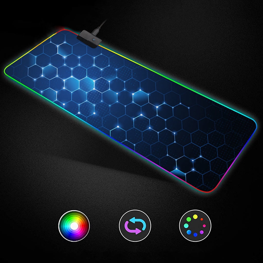 RGB Gaming Mouse Pad Waterproof Large Rubber Base Mouse Mat with 14 Types Light and Non-Slip Cool Mice Mat