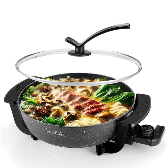 Food Party Poêle Électrique Fondue Chinoise Cuiseur Électrique Shabu Shabu Pot 110V Antiadhésif 6L Sans BPA Fondue Fondue Chinoise Chinois