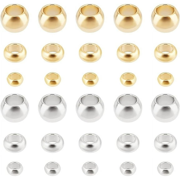 300 Pcs 304 Stainless Steel Tube Crimp Beads Cord End Caps Diameter 1.5/2/2.5mm for Jewelry Making