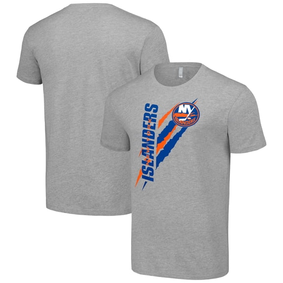 Men's Starter  Heather Gray New York Islanders Color Scratch T-Shirt