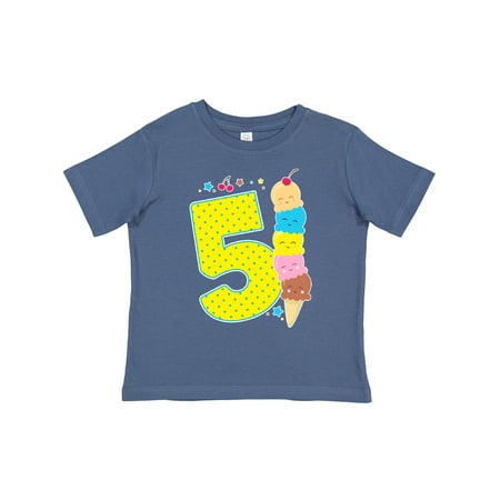 

Inktastic Ice Cream Fifth Birthday Blue Gift Toddler Boy or Toddler Girl T-Shirt