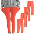 thumbnail image 5 of Girls Leggings 4 Pack Assorted Kids Teens Youth Pull on Athletic Tights Cotton Soft Stretchy Pants for Girls Everyday Running Dance Yoga Girls Uniform Trousers Orange 9Y, 5 of 9