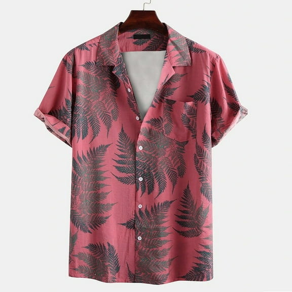 KIHOUT Summer Shirts for Men Men's Fashion Casual and Comfortable Short-sleeved Single-breasted Shirt Top