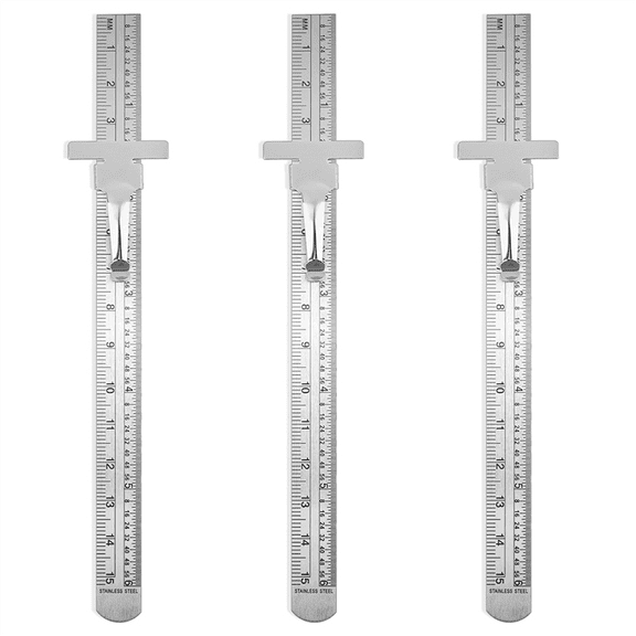 3-Pack Stainless Steel Ruler 15cm Metal Metric Set, Machinist'S Precision Millimeter Ruler, Measuring Tools