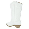 thumbnail image 3 of Soda Women Cowgirl Cowboy Western Stitched Boots Pointy Toe Knee High Reno-S White with Beige / Nude Sole 6.5, 3 of 3