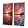 thumbnail image 3 of Designart "Snowy Lake Scene Bathed in Sunshine IV" Lake Framed Wall Art Set Of 2 - Lake House Yellow Framed Wall Art Set Of 2, 3 of 6