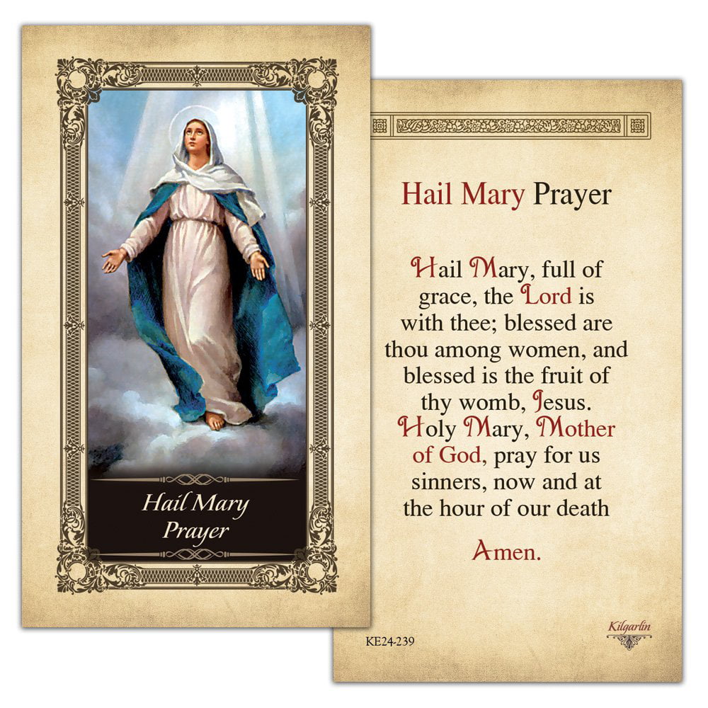 Hail Mary Prayer Laminated Prayer Card Pack of 10